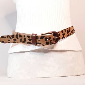 💎Hairy Cheetah Print Leather Belt Womens Large Waist Tan And Black